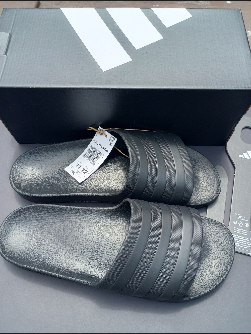 Adidas Adilette Aqua Black/Black Slide Sandals . Size Men's 11. New!!!